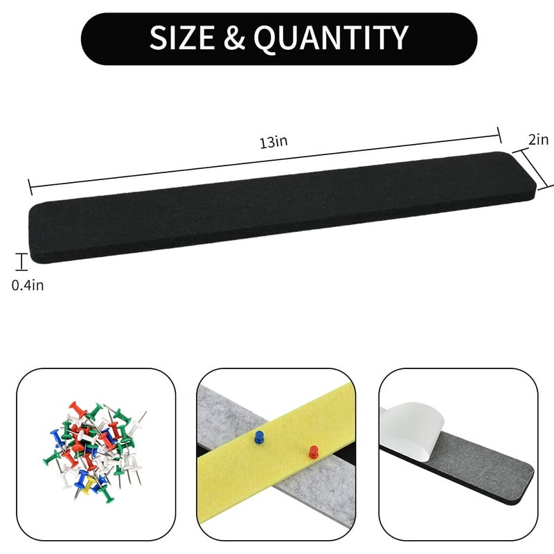 Vuzvuv 8 pcs Bulletin Board Bar Strips with 50 Pushpins & 10 Wooden Clip pins - Image 2